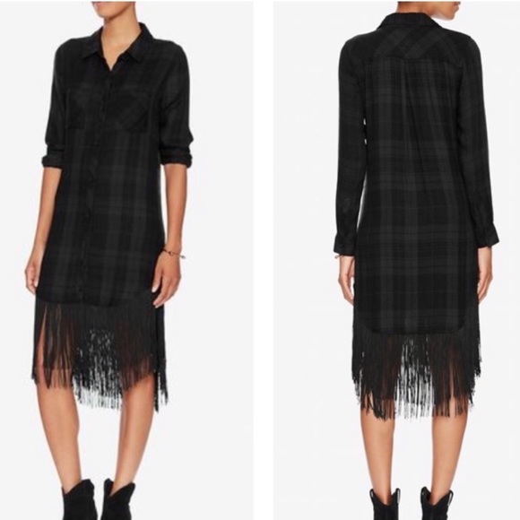 Rails fringe button down plaid shirt dress - Picture 2 of 8